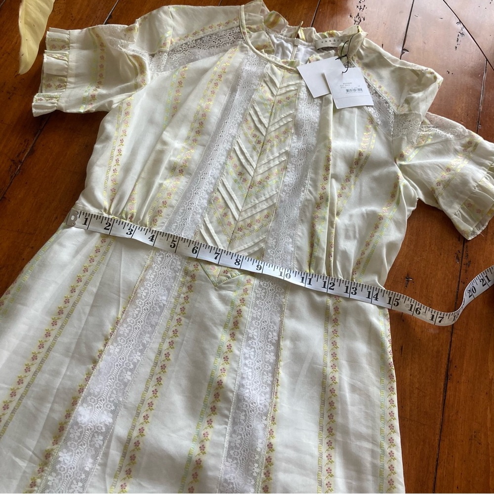 NWT Sandro Cream Puff Sleeve Mini Dress size 38 - Picture 10 of 11